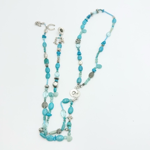 Sterling Silver Southwestern Faux Turquoise Howlite Bead Cowboy Western Necklace - Picture 5 of 12
